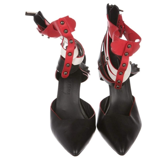 Thomas Wylde Black Red White Stilletto Heels 40 9 - Picture 3 of 5
